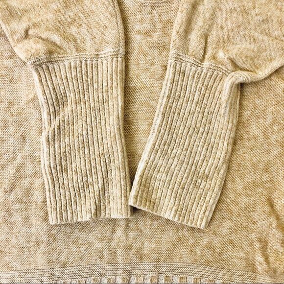 ANTHROPOLOGIE MOTH Cotton Linen 3/4 Sleeve Sweater in Tan Yellow Gold / Sz S - Picture 4 of 7